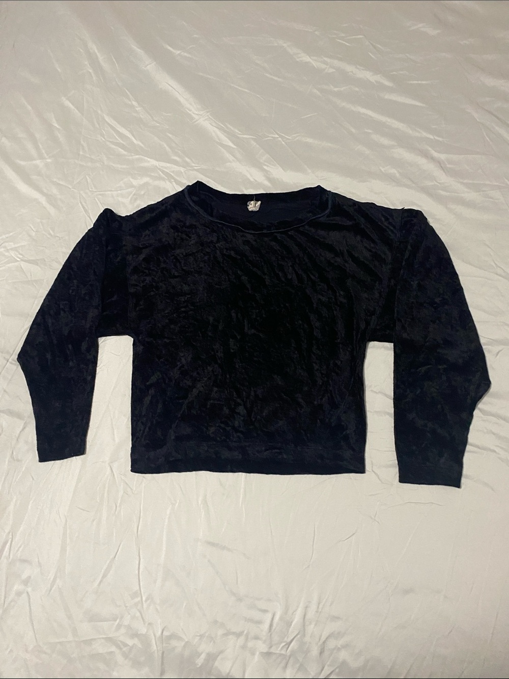 We The Free Black Velvet Crewneck Sweater